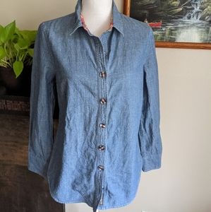 Paint By Numbers Matilda Jane Liberty Shirt Chambray Floral Flip Cuff Small 132